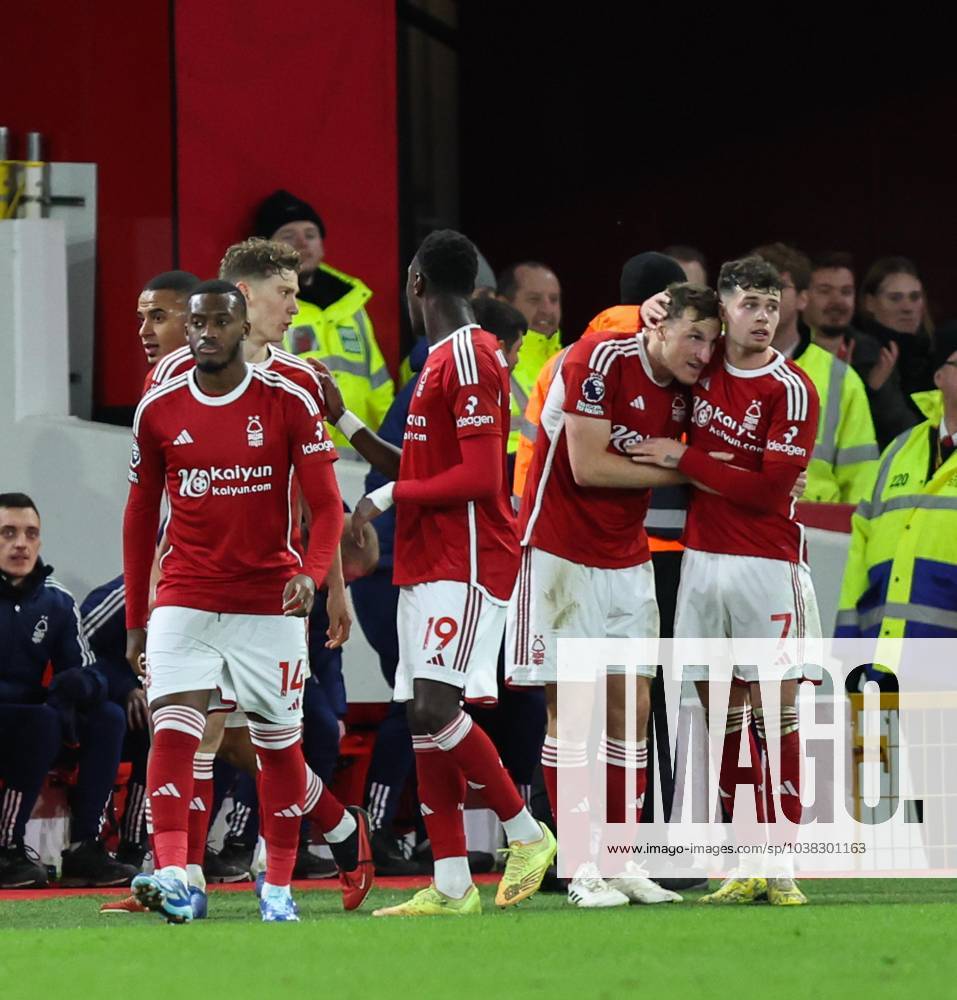 Nottingham Forest v Bournemouth Premier League Chris Wood of Nottingham Forest celebrates scoring the second goal for his team with Neco Williams of Nottingham Forest during the Premier League match at the City Ground, Nottingham