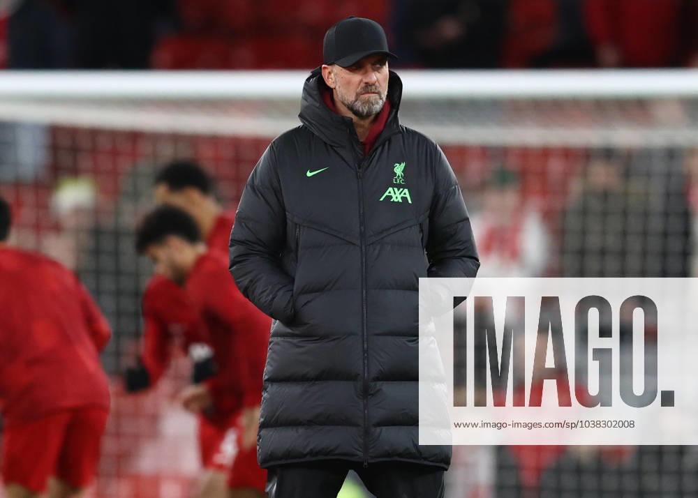 Liverpool, England, 23rd December 2023. Jurgen Klopp manager of Liverpool watches the opposition warm up during the Premier League match at Anfield, Liverpool. Picture credit should read: Darren Staples Sportimage . SPI-2829-0011