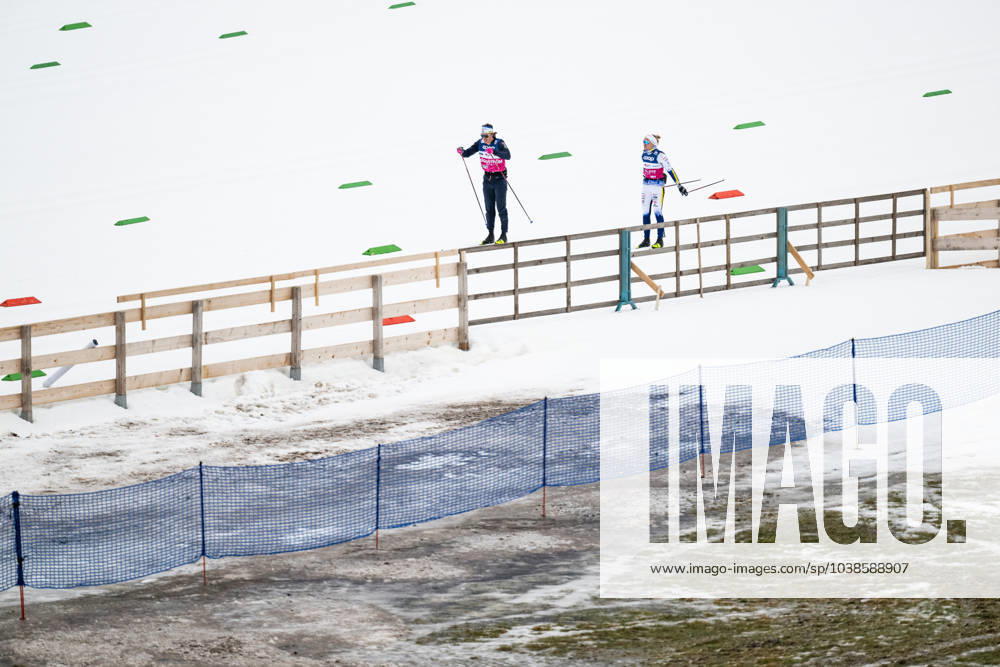 Johan Häggström and Linn Svahn of Sweden at a training session during Tour de Ski on January 5, 2024 in Val di Fiemme Photo Mathias Bergeld BILDBYRAN kod MB MB0828 skidor cross country skiing langrenn världscupen fis world cup träning practice training bbeng tour de ski sweden sverige