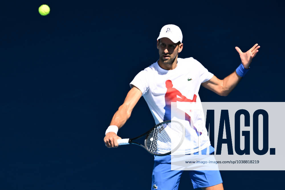TENNIS AO PRACTICE SESSIONS, Novak Djokovic of Serbia during a practise session ahead of the Australian Open 2024, at Melbourne Park in Melbourne, Friday, January 12, 2024. ( NO ARCHIVING, , NO USE IN BOOKS WITHOUT CONSENT MELBOURNE VICTORIA AUSTRALIA