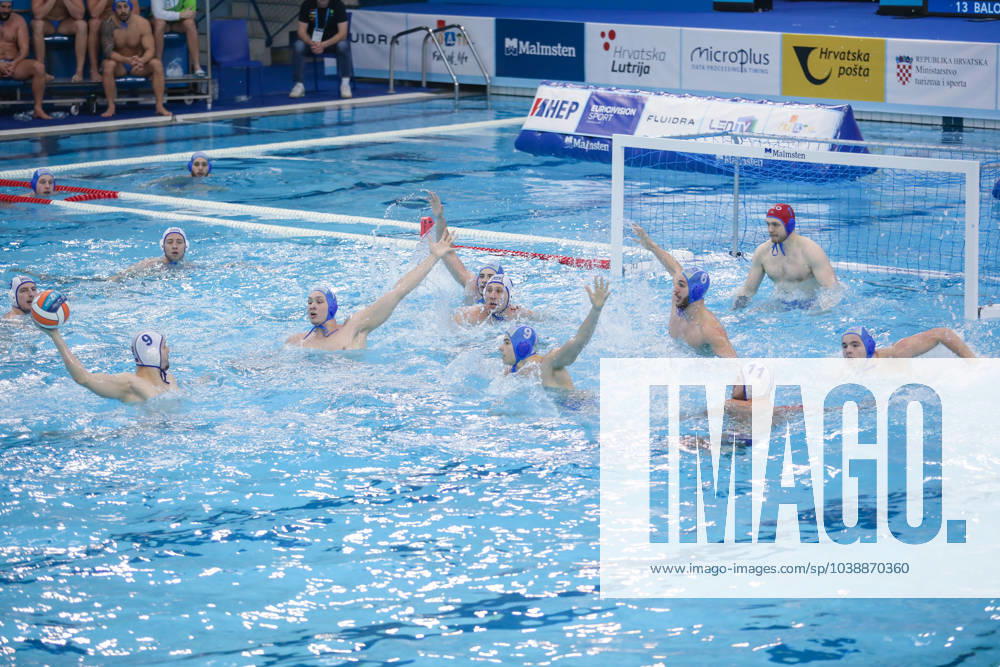LEN 2024 Men s European Water polo, Wasserball Championship DUBROVNIK, CROATIA - JANUARY 13: Adam Furman of Slovakia shots a ball during the 2024 Men s European Water Polo Championship Classification 13th-14th match between Slovakia and Slovenia at the Gruz Pool on January 13, 2024 in Dubrovnik, Croatia. GrgoxJelavic PIXSELL