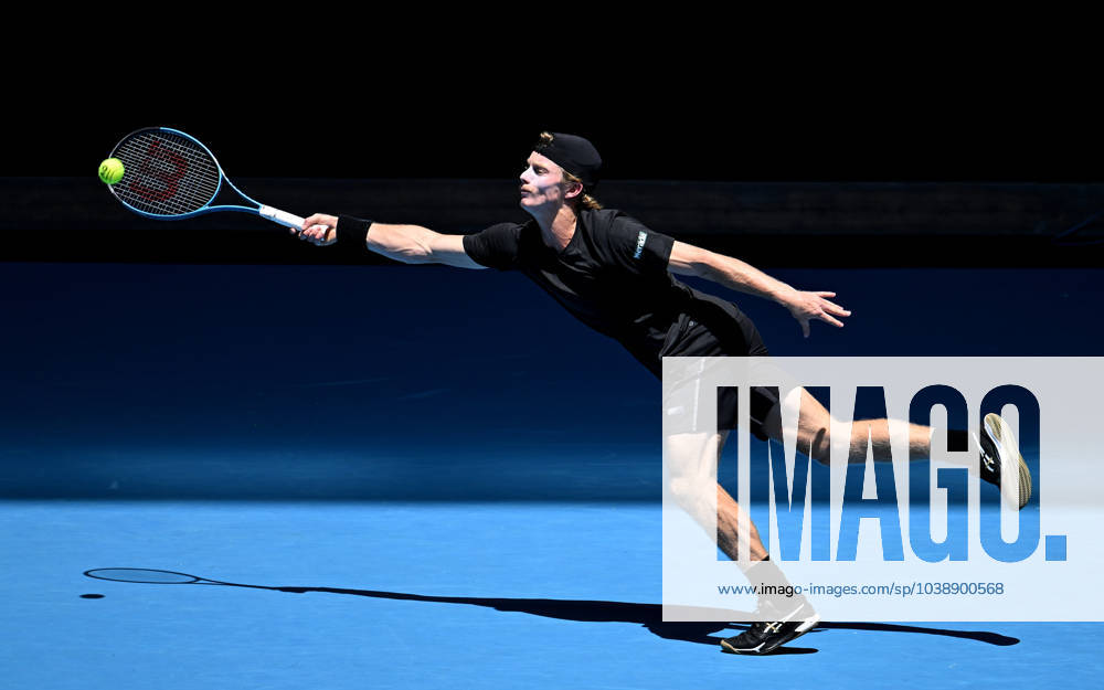 TENNIS AUSTRALIAN OPEN, Dane Sweeny of Australia returns during his first round match against Francisco Cerundolo of Argentina on Day 1 of the 2024 Australian Open at Melbourne Park in Melbourne, Sunday, January 14, 2024. ( NO ARCHIVING, , NO USE IN BOOKS WITHOUT CONSENT MELBOURNE VICTORIA AUSTRALIA