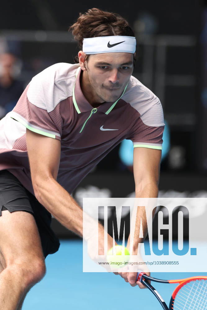Taylor Fritz (USA) In action during their round one singles match against Facundo Diaz Acosta (BRA) on day one of the 2024 Australian Open at Melbourne Park on January 14, 2024 in Melbourne, Australia. Melbourne Australia - ZUMAl131 20240114_zsp_l131_076