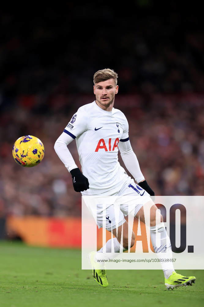Manchester United gegen Tottenham Hotspur 14. Januar 2024 Premier League Manchester United gegen Tottenham Hotspur Timo Werner von Tottenham Hotspur Foto Simon Stacpoole Abseits Manchester UK
