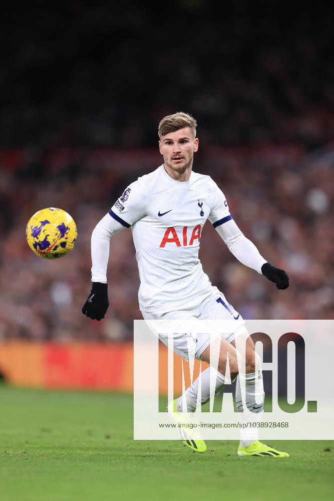 Manchester United gegen Tottenham Hotspur 14. Januar 2024 Premier League Manchester United gegen Tottenham Hotspur Timo Werner von Tottenham Hotspur Foto Simon Stacpoole Abseits Manchester UK