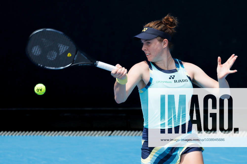 LINDA NOSKOVA of the Czech Republic in action against 31st seed MARIE BOUZKOVA of the Czech Republic on Court 3 in a Women s Singles 1st round match on day 2 of the 2024 Australian Open in Melbourne, Australia. Cal Media USA - ZUMAc04_ 20240115_faf_c04_001