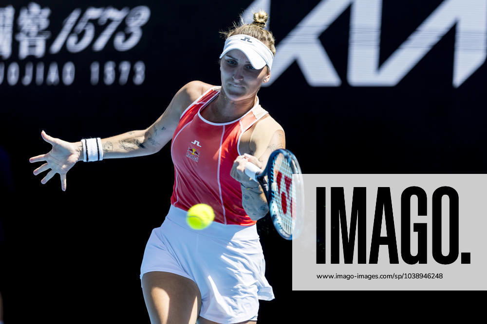 MELBOURNE, VIC - JANUARY 15: Marketa Vondrousova of the Czech Republic in action during Round 1 of the 2024 Australian Open on January 15 2024, at Melbourne Park in Melbourne, Australia. (Photo by Jason Heidrich Icon Sportswire) TENNIS: JAN 15 Australian Open Icon240115039