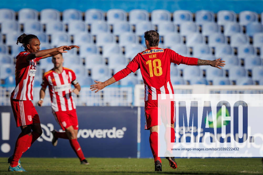 Nene celebrates after scoring goal during Liga Portugal 2 23 24 game between CF OS Belenenses and AVS Vila Das Aves at Estadio do Restelo, Belem, Lisbon, Portugal. (Maciej Rogowski) Lisbon Estadio Do Restelo Portugal