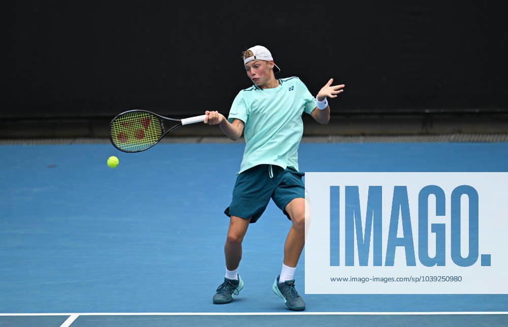 TENNIS AUSTRALIAN OPEN, Cruz Hewitt of Australia is seen in action during his round 1 boys singles match against Alexander Razeghi of USA on Day 8 of the 2024 Australian Open at Melbourne Park in Melbourne, Sunday, January 21, 2024. ( NO ARCHIVING, , NO USE IN BOOKS WITHOUT CONSENT MELBOURNE VICTORIA AUSTRALIA