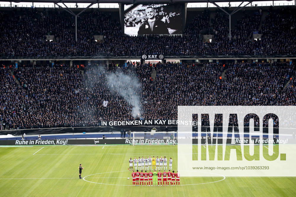 Soccer 2 Bundesliga, Hertha BSC Berlin Fortuna Duesseldorf, v l minute of silence for the late President President Kay Bernstein Hertha BSC Berlin Berlin