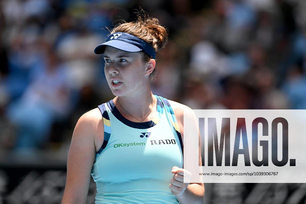 TENNIS AUSTRALIAN OPEN, Linda Noskova of Czech Republic reacts during her 4th round match against Elina Svitolina of Ukraine on Day 9 of the 2024 Australian Open at Melbourne Park in Melbourne, Monday, January 22, 2024. ( NO ARCHIVING, , NO USE IN BOOKS WITHOUT CONSENT MELBOURNE VICTORIA AUSTRALIA