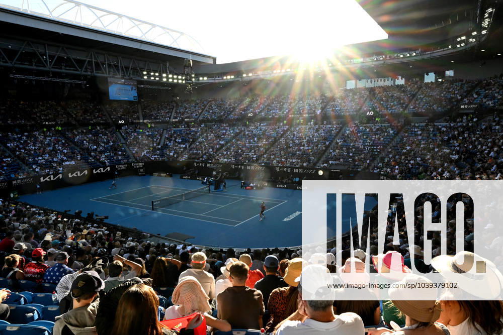 TENNIS AUSTRALIAN OPEN, A general view of Rod Laver Arena during the quarter final match between Novak Djokovic of Serbia and Taylor Fritz of the USA on Day 10 of the 2024 Australian Open at Melbourne Park in Melbourne, Tuesday, January 23, 2024. ( NO ARCHIVING, , NO USE IN BOOKS WITHOUT CONSENT MELBOURNE VICTORIA AUSTRALIA