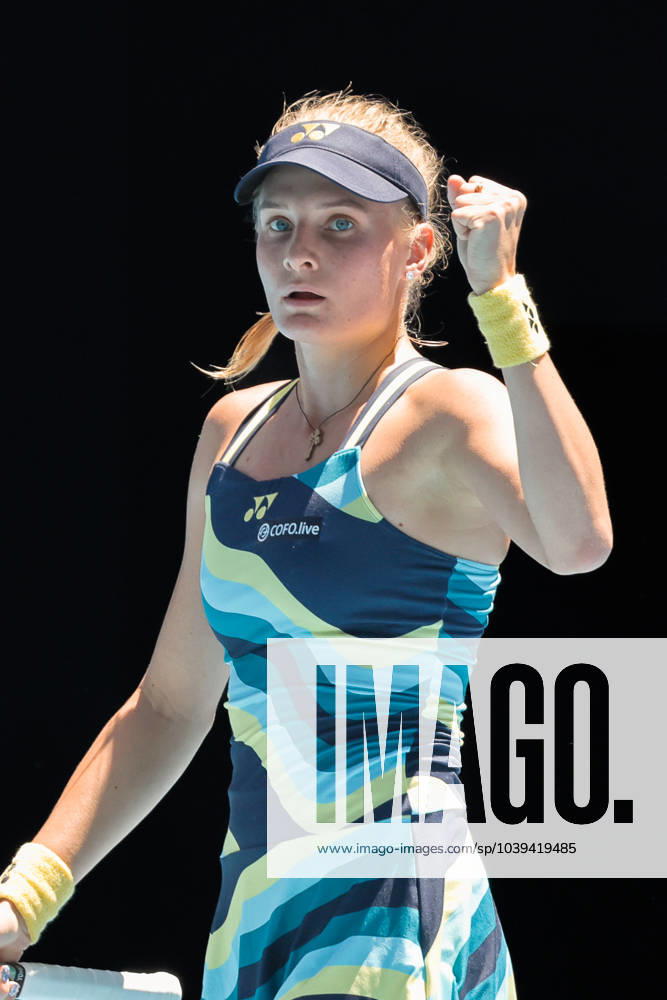 DAYANA YASTREMSKA of Ukraine in action against LINDA NOSKOVA of the Czech Republic on Rod Laver Arena in a Women s Singles Quarterfinals match on day 11 of the 2024 Australian Open in Melbourne, Australia. Cal Media USA - ZUMAc04_ 20240124_faf_c04_015