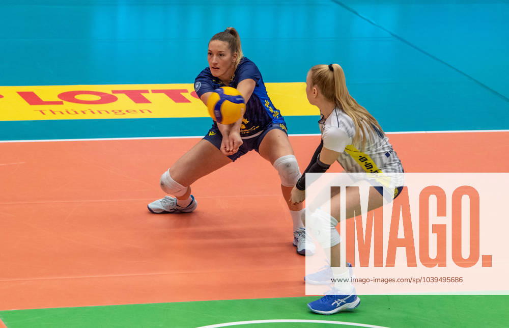 Volleyball Bundesliga VfB Suhl Lotto Thüringen SSCPalmberg Schwerin f l Pia kästner 02 SSC Palmberg Schwerin and Anna Pogany 04 SSC Palmberg Schwerin Action Press photo Gerhard König Volleyball Bundesliga