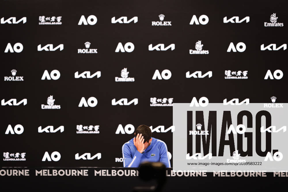 1st seed NOVAK DJOKOVIC of Serbia in his post match media conference after losing to 4th seed JANNIK SINNER of Italy on Rod Laver Arena in a Men s Singles Semifinal match on day 13 of the 2024 Australian Open in Melbourne, Australia. Cal Media USA - ZUMAc04_ 20240126_faf_c04_031