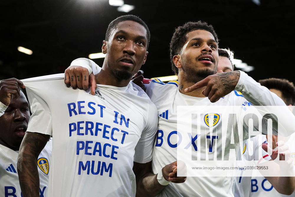 KW04 Emirates FA Cup Fourth Round Leeds United v Plymouth Argyle Jaidon Anthony of Leeds United celebrates his goal with Georgina Rutter and unveils a message under his shirt to his mum reading rest in perfect peace mum during the Emirates FA Cup Fourth Round match Leeds United vs Plymouth Argyle at Elland Road, Leeds, United Kingdom, 27th January 2024 (Photo by James Heaton News Images) Leeds Elland Road West Yorkshire United Kingdom