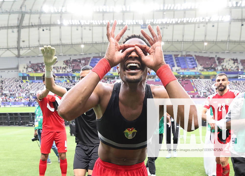 KW05 (240129) -- DOHA, Jan. 29, 2024 -- Jordan s Abdallah Nasib celebrates after the round of 16 match between Iraq and Jordan at AFC Asian Cup Qatar 2023 in Doha, Qatar, Jan. 29, 2024. ) (SP)QATAR-DOHA-FOOTBALL-AFC ASIAN CUP-IRAQ VS JORDAN CaoxCan