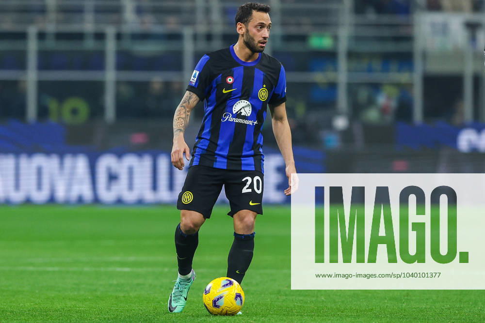 Hakan Calhanoglu of FC Internazionale seen in action during Serie A 2023 24 football match between FC Internazionale and Juventus FC at Giuseppe Meazza Stadium, Milan, Italy on February 04, 2024 - Milan Stadio Giuseppe Meazza Milan Italy