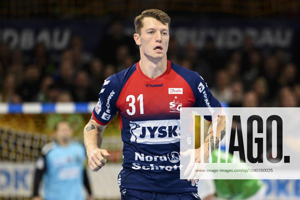 Emil Jakobsen SG Flensburg Handewitt, 31 , Fuechse Berlin vs SG Flensburg Handewitt, HBL, Handball, Max Schmeling Halle, 08 02 2024, Photo HMB Media Uwe Koch