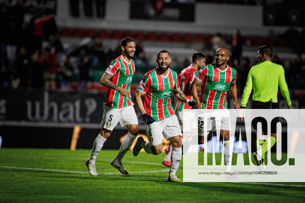 Aloisio celebrates after scoring goal during Liga Portugal 23 24 game between CF Estrela Amadora and Portimonense SC at Estadio Jose Gomes, Amadora, Lisbon, Portugal. (Maciej Rogowski) Lisbon Estadio Jose Gomes Portugal