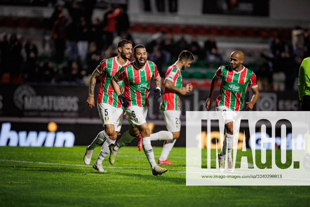 Aloisio celebrates after scoring goal during Liga Portugal 23 24 game between CF Estrela Amadora and Portimonense SC at Estadio Jose Gomes, Amadora, Lisbon, Portugal. (Maciej Rogowski) Lisbon Estadio Jose Gomes Portugal