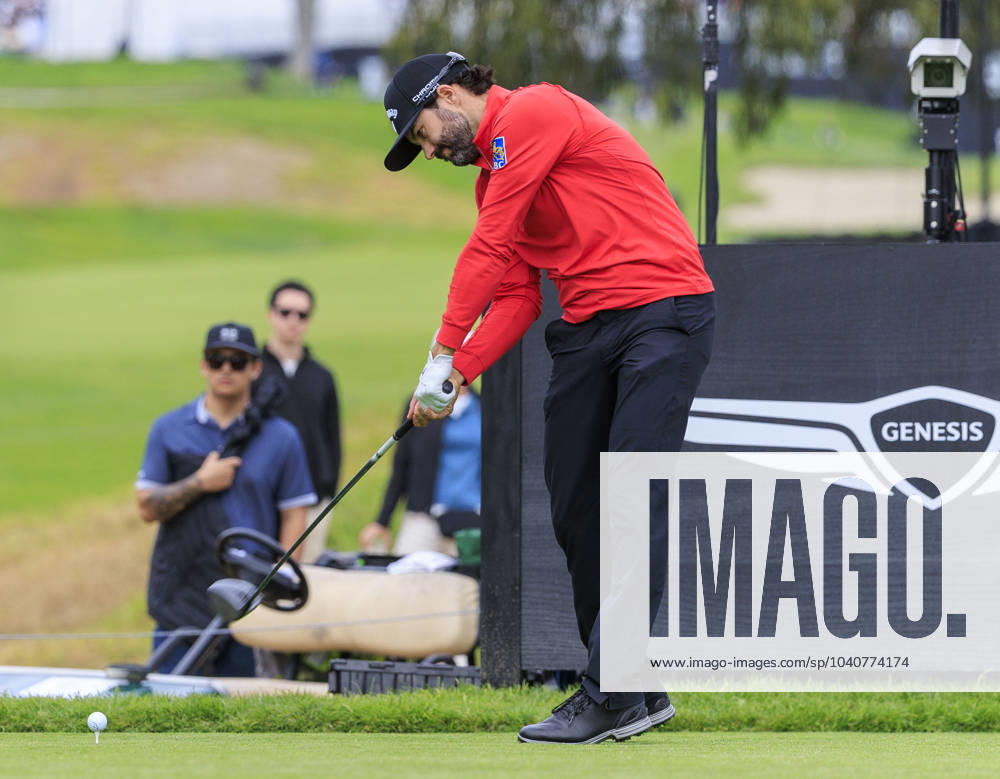 Adam Hadwin swings at the 15th tee during the Final Round of the 2024 Genesis Invitational Golf Tournament on Sunday February 18, 2024 at the Riviera Country Club in Pacific Palisades, California. ARIANA RUIZ PI Pacific Palisades U.S - ZUMAp124 20240218_zaa_p124_044