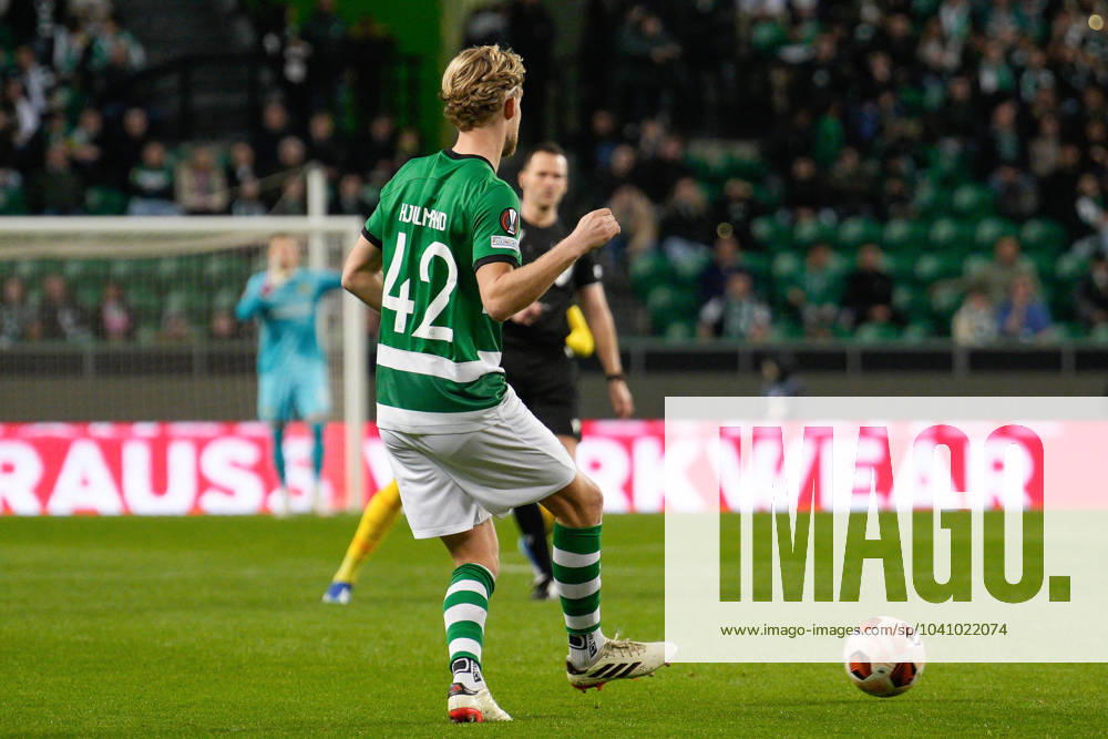 Morten Hjulmand of Sporting CP in action during the UEFA Europa League Play-off 2nd leg football match between Sporting CP and BSC Young Boys at Estadio Jose Alvalade. Final Score: Sporting CP 1:1 BSC Young Boys Lisbon Portugal - ZUMAs197 20240222_aaa_s197_190