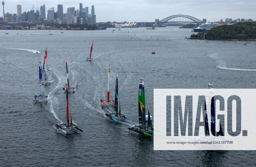 KW08 (240224) -- SYDNEY, Feb. 24, 2024 -- Sailors compete on Race Day 1 of the Australia Sail Grand Prix () in Sydney, Australia, Feb. 24, 2024. (Ricardo Pinto Handout via Xinhua) (SP)AUSTRALIA-SYDNEY-SAILING- SailGP