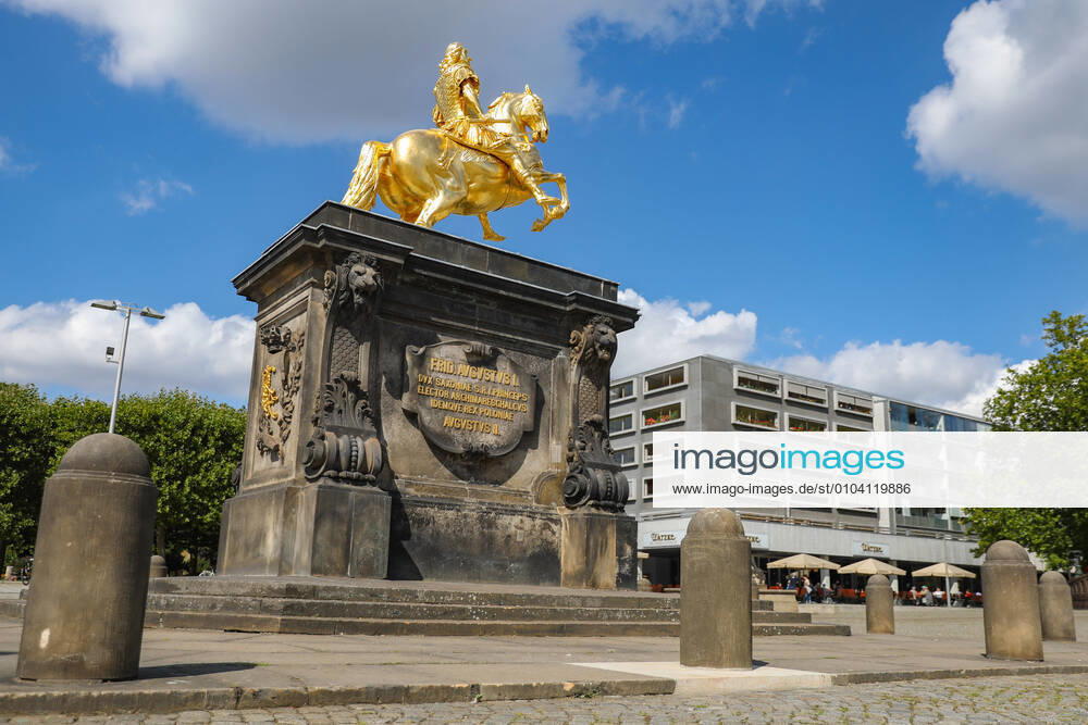 The Golden Horseman in Dresden now shines earlier than planned after restoration Since July, the landmark has been restored for 30,000 euros At the weekend, Augustu