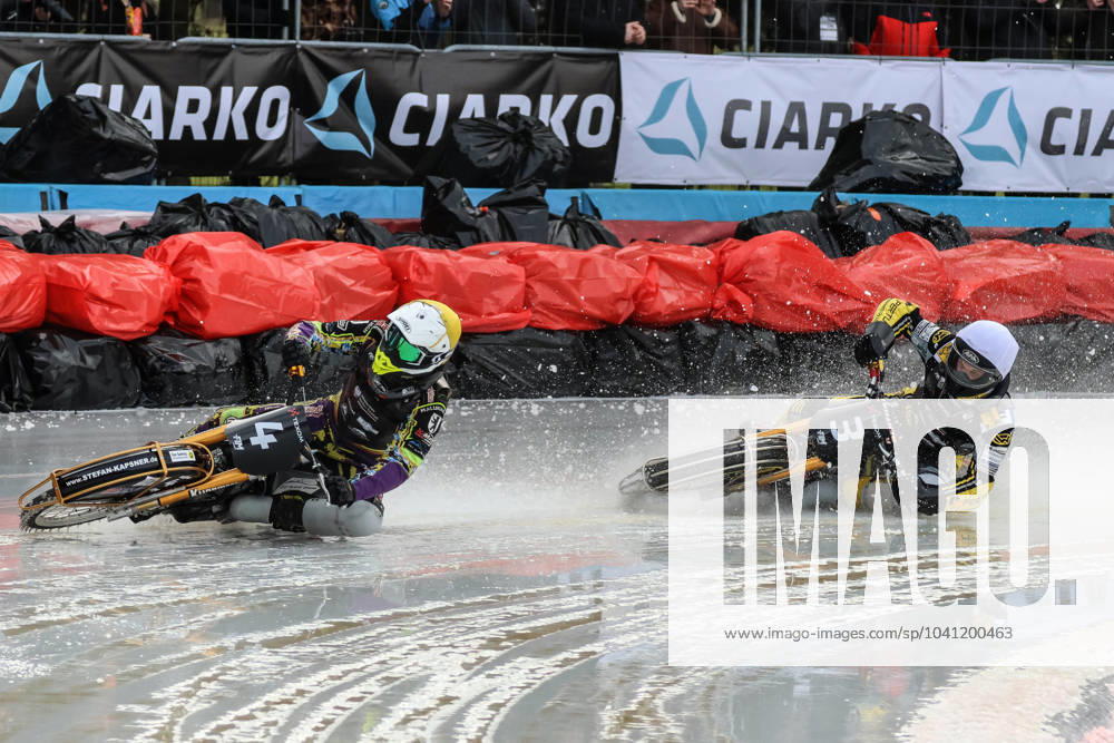 Texom European Individual Ice Speedway Championship 2024 round 1 2024.02.24 Sanok, Poland, Ice Speedway Texom European Individual Ice Speedway Championship 2024 round 1 (1 Runda Indywidualnych Mistrzostw Europy w Zuzlu Na Lodzie) op: Max Niedermaier, Heikki Huusko