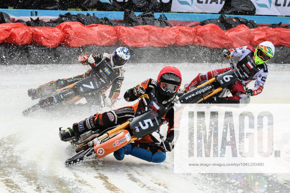 Texom European Individual Ice Speedway Championship 2024 round 1 2024.02.24 Sanok, Poland, Ice Speedway Texom European Individual Ice Speedway Championship 2024 round 1 (1 Runda Indywidualnych Mistrzostw Europy w Zuzlu Na Lodzie) op: Lukas Hutla, Joakim Soderstrom, Michal Knapp