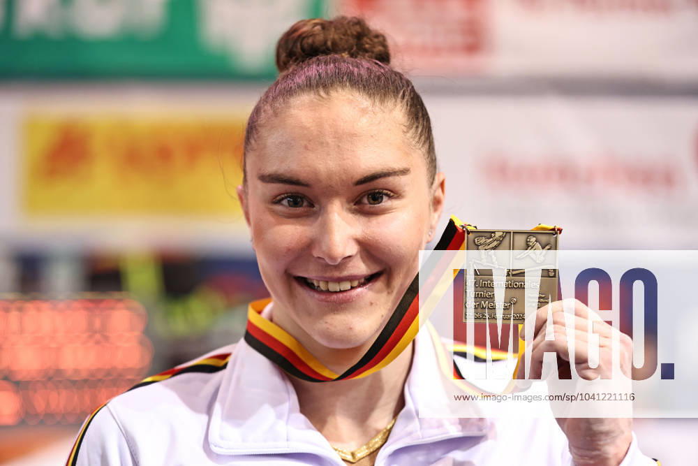 Maellyse Brassart, BEL, after bars final at 2024 world cup Tournament of Champions in Cottbus 24 02 2024