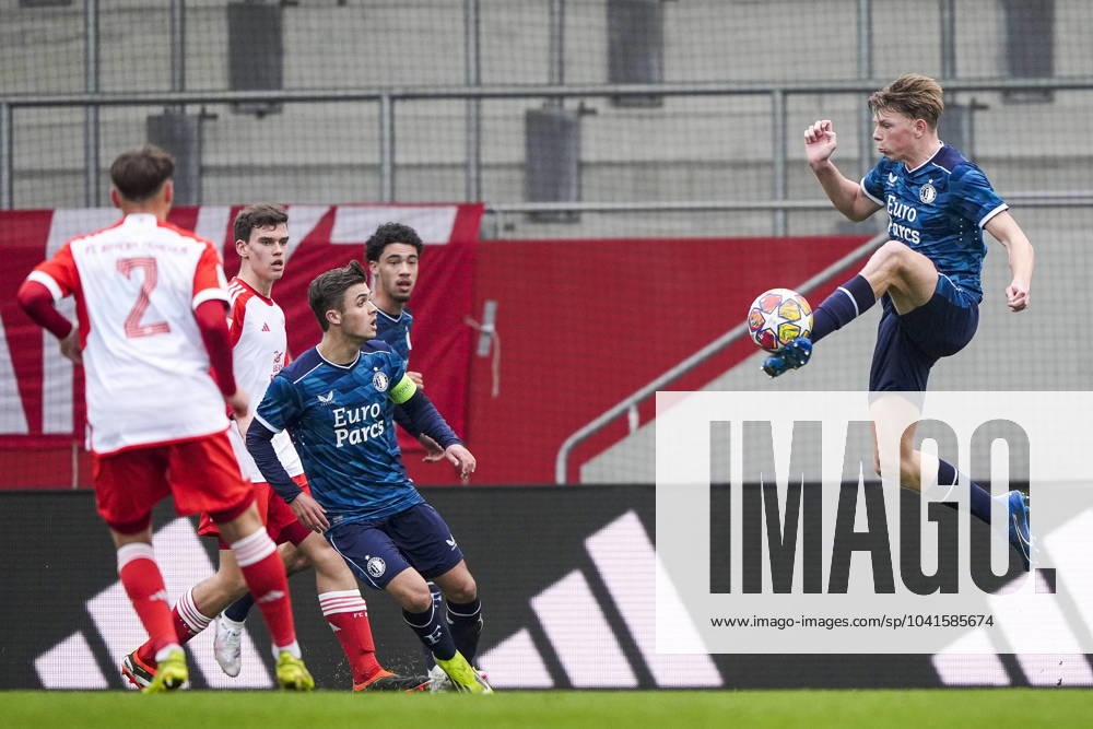 KW09 UEFA Youth League: Bayern Munchen O19 v Feyenoord O19 Munich - Jan Plug of Feyenoord O19 during the round of 16 of the UEFA Youth League between Bayern Munchen O19 v Feyenoord O19 at FC Bayern Campus on 28 February 2024 in Munich, Germany.