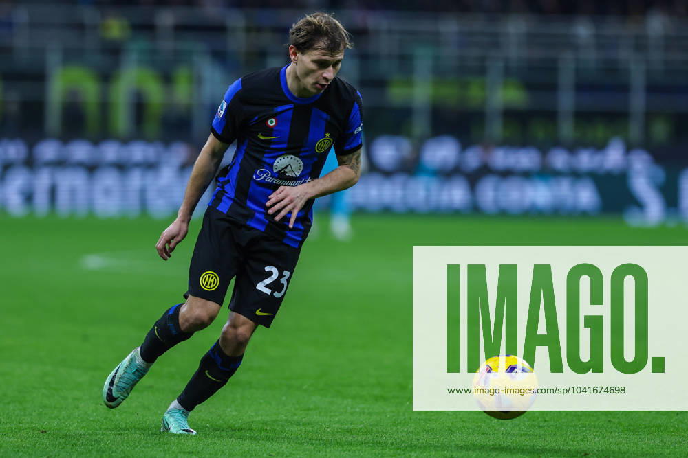 Nicolo Barella of FC Internazionale seen in action during Serie A 2023 24 football match between FC Internazionale and Atalanta BC at Giuseppe Meazza Stadium, Milan, Italy on February 28, 2024