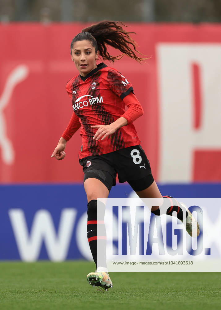 Milan, Italy, 3rd March 2024. Nadia Nadim of AC Milan during the Coppa Italia Femminile Semi-Final - 1st Leg - match at Vismara PUMA House of Football, Milan. Picture credit should read: Jonathan Moscrop Sportimage . SPI-2985-0039