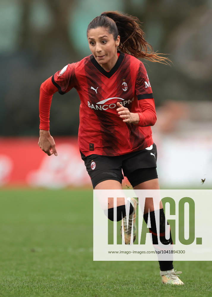 Milan, Italy, 3rd March 2024. Nadia Nadim of AC Milan during the Coppa Italia Femminile Semi-Final - 1st Leg - match at Vismara PUMA House of Football, Milan. Picture credit should read: Jonathan Moscrop Sportimage . SPI-2985-0058