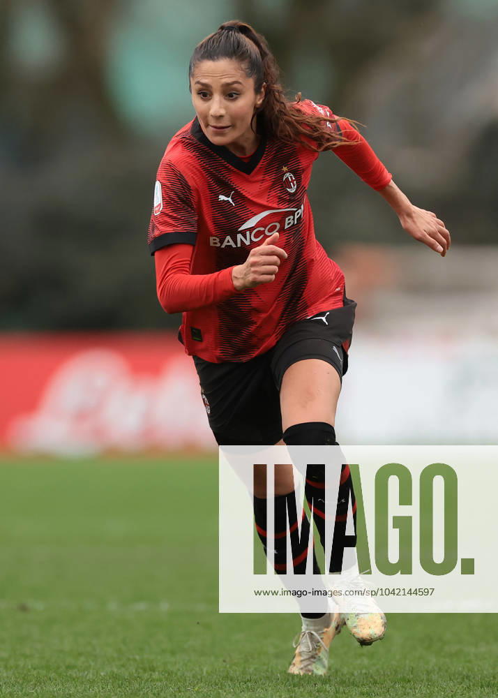 Milan, Italy, 3rd March 2024. Nadia Nadim of AC Milan during the Coppa Italia Femminile Semi-Final - 1st Leg - match at Vismara PUMA House of Football, Milan. Picture credit should read: Jonathan Moscrop Sportimage . SPI-2985-0116