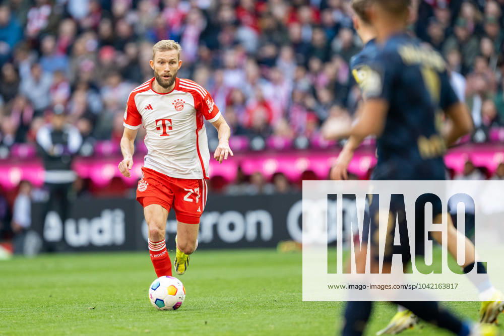 Konrad Laimer 27 FC Bayern Muenchen , FC Bayern Muenchen vs 1 FSV Mainz 05, Soccer, Bundesliga, 25 Matchday, 09 03 2024 DFB regulations prohibit any use of photographs as image sequences and or quasi video Muenchen Bayern Germany