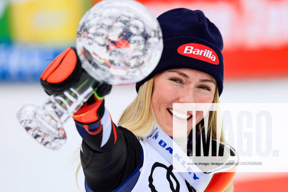 KW11 ALPINE SKIING - FIS WC Final Saalbach SAALBACH,AUSTRIA,16.MAR.24 - ALPINE SKIING - FIS World Cup Final, slalom, ladies. Image shows Mikaela Shiffrin (USA). Keywords: crystal globe. GEPAxpictures Buehner-Wei