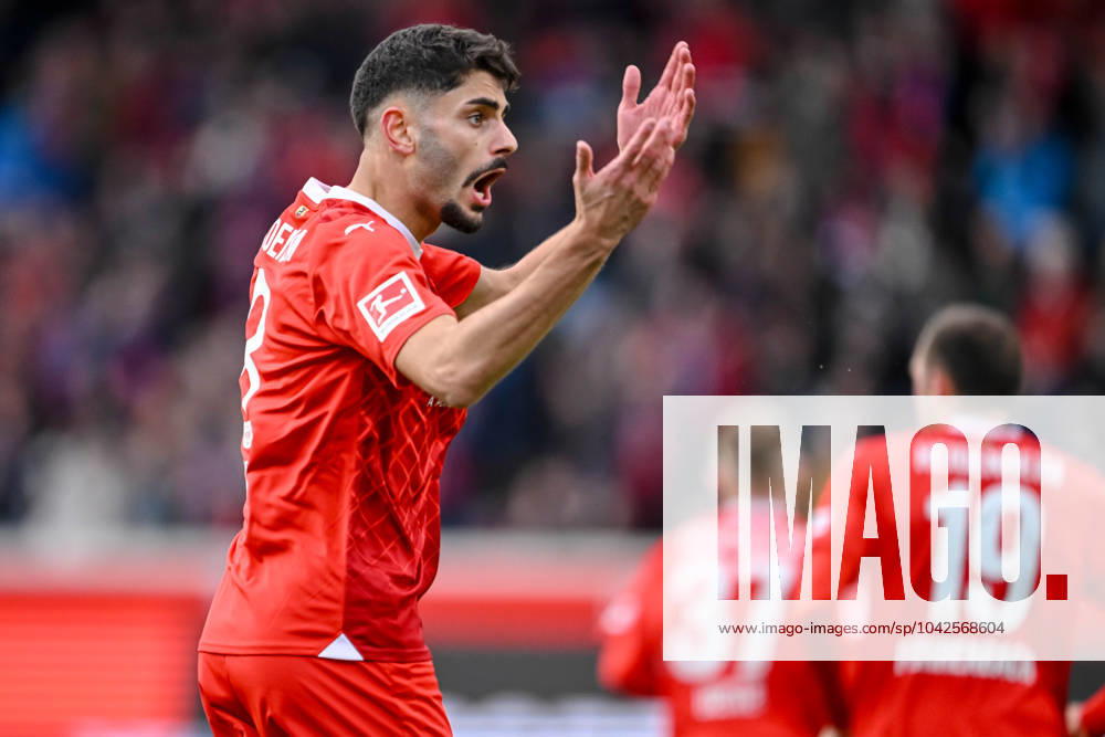 Heidenheim, Germany, Voith Arena, 1 FC Heidenheim vs Borussia Moenchen Gladbach 1 Bundesliga, Dinkci Eren 1 FC Heidenheim 1846 Goal celebration, cheers after his goal for 1 1 Photo H Langer DFB DFL REGULATIONS PROHIBIT ANY USE OF PHOTOGRAPHS AS IMAGE SEQUENCES AND OR QUASI VIDEO Heidenheim Voith Arena Germany 541_FCHBGM20240316_073 Langer-541