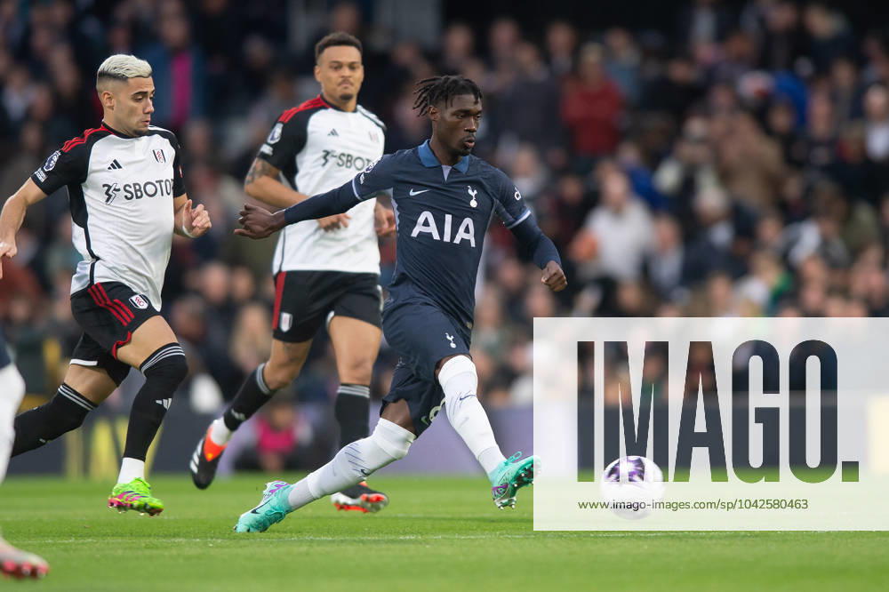 Yves Bissouma of Tottenham Hotspur during the Premier League match between Fulham and Tottenham Hotspur at Craven Cottage, London, England on 16 March 2024.