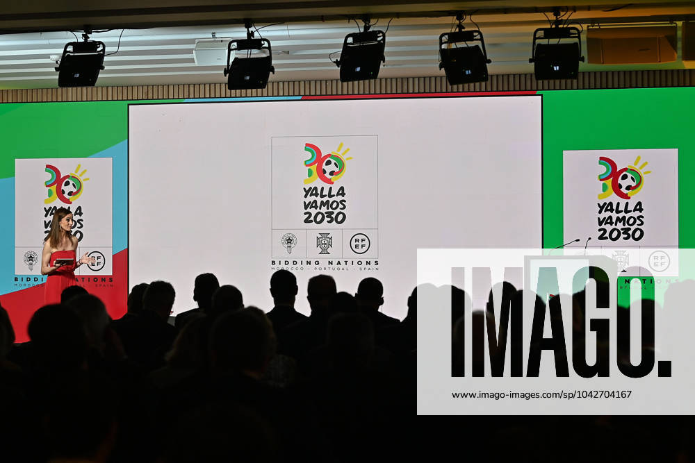 Lisboa, Portugal, Cidade do Futebol Bid for the 2030 FIFA World Cup, symbolic photo, symbolic image LOGO YALLA VAMOS 2030