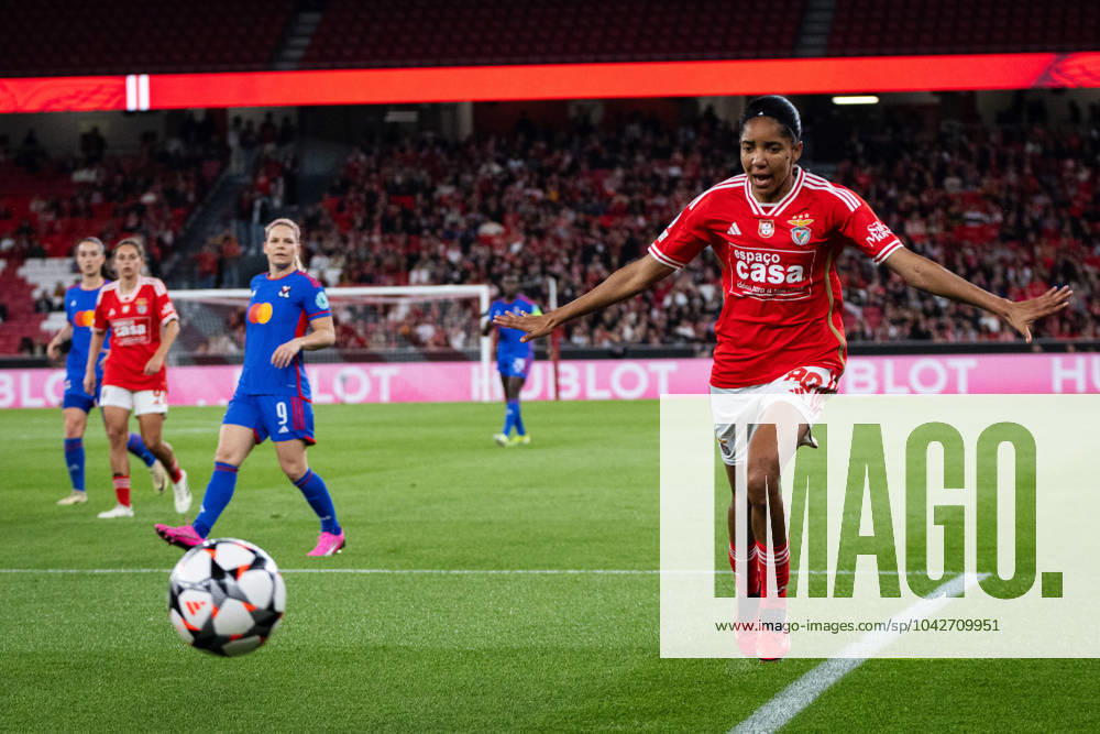 Lisbon, Portugal, March 19 2024: Lais Araujo (80 SL Benfica) in action during the UEFA Womens Champions League game between SL Benfica and Olympique Lyonnais at Estadio do Lisboa e Benfica in Lisbon, Portugal. (Pedro Porru SPP)