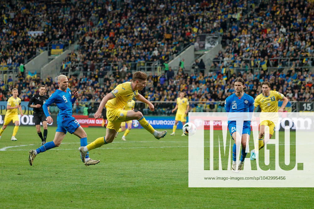 A Euro 2024 qualifying match between Ukraine and Iceland took place in Wroclaw at the Tarczynski Arena. in PIC: .Georgly Sudakov Wroclaw Poland - ZUMAz123 20240326_zip_z123_124
