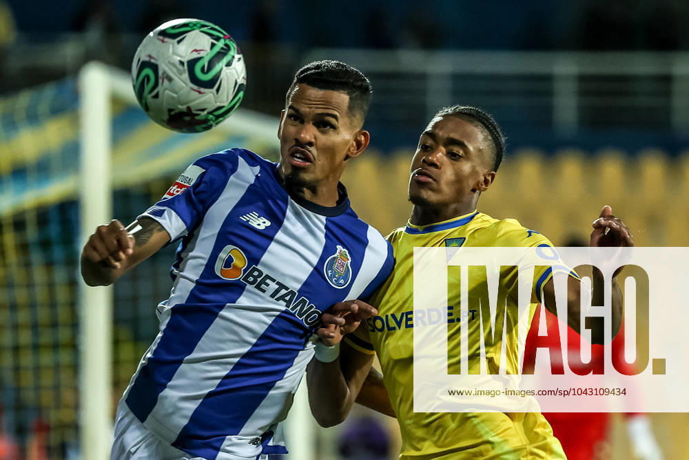 Estoril, Portugal, March 30th 2024: Galeno (13 FC Porto) and Wagner Pina (79 Estoril Praia) in action during the Liga Portugal Betclic game between Estoril Praia v FC Porto at Estadio Antonio Coimbra da Mota, Estoril, Portugal (Joao Bravo SPP)