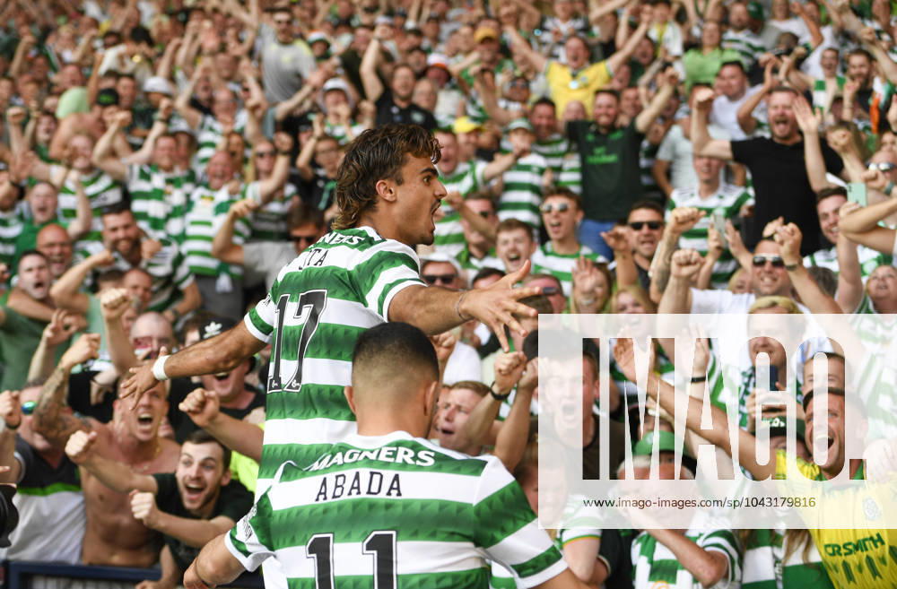 Celtic v Inverness CT - Scottish Cup - Hampden Park June 3, 2023, Glasgow: Glasgow, Scotland, 3rd June 2023..Jota of Celtic celebrates with the fans after scoring their 3rd goal during the Scottish Cup match at Hampden Park, Glasgow. Glasgow