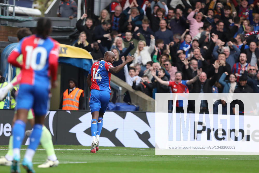Jean-Philippe Mateta of Crystal Palace celebrates his goal during the Premier League match between Crystal Palace and Manchester City at Selhurst Park, London, England on 6 April 2024.