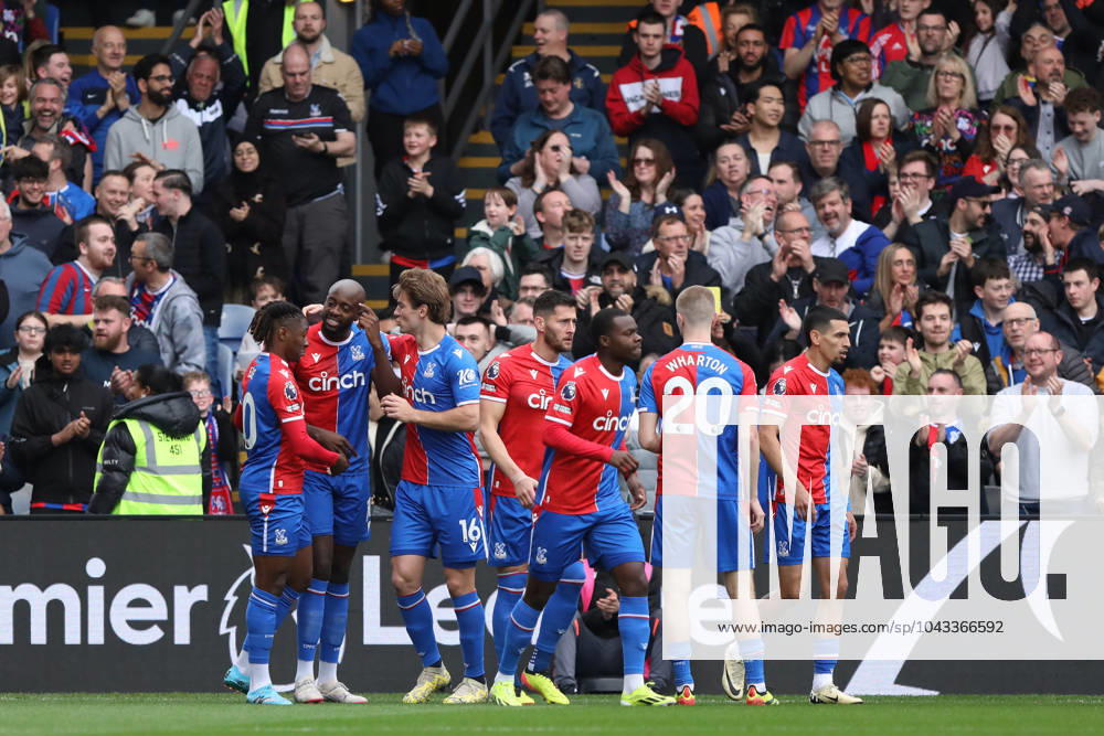 Jean-Philippe Mateta of Crystal Palace celebrates his goal during the Premier League match between Crystal Palace and Manchester City at Selhurst Park, London, England on 6 April 2024.