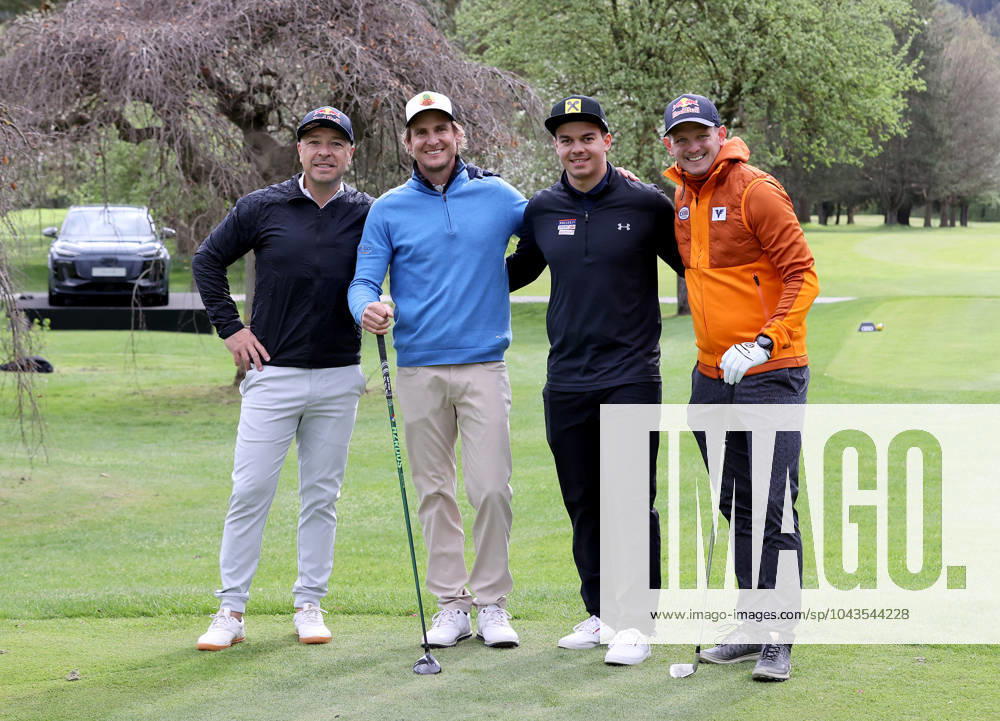 GOLF - Audi Circuit FROHNLEITEN,AUSTRIA,10.APR.24 - GOLF - Audi Circuit, GC Murhof. Image shows Senad Grosic, Florian Praegant, Jakob Dusek and Thomas Morgenstern (AUT). GEPAxpictures Oberlaender