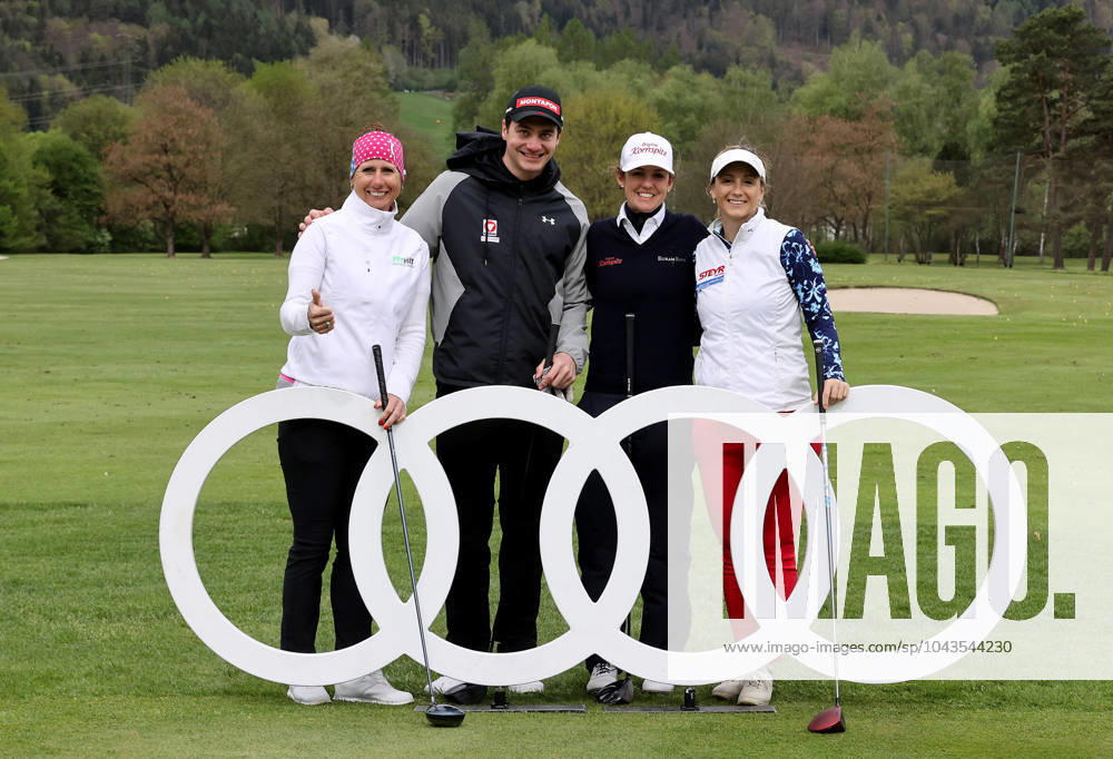 GOLF - Audi Circuit FROHNLEITEN,AUSTRIA,10.APR.24 - GOLF - Audi Circuit, GC Murhof. Image shows Brigitte Kliment-Obermoser, Alessandro Haemmerle, Christine Wolf and Michaela Kirchgasser (AUT). GEPAxpictures Oberlaender